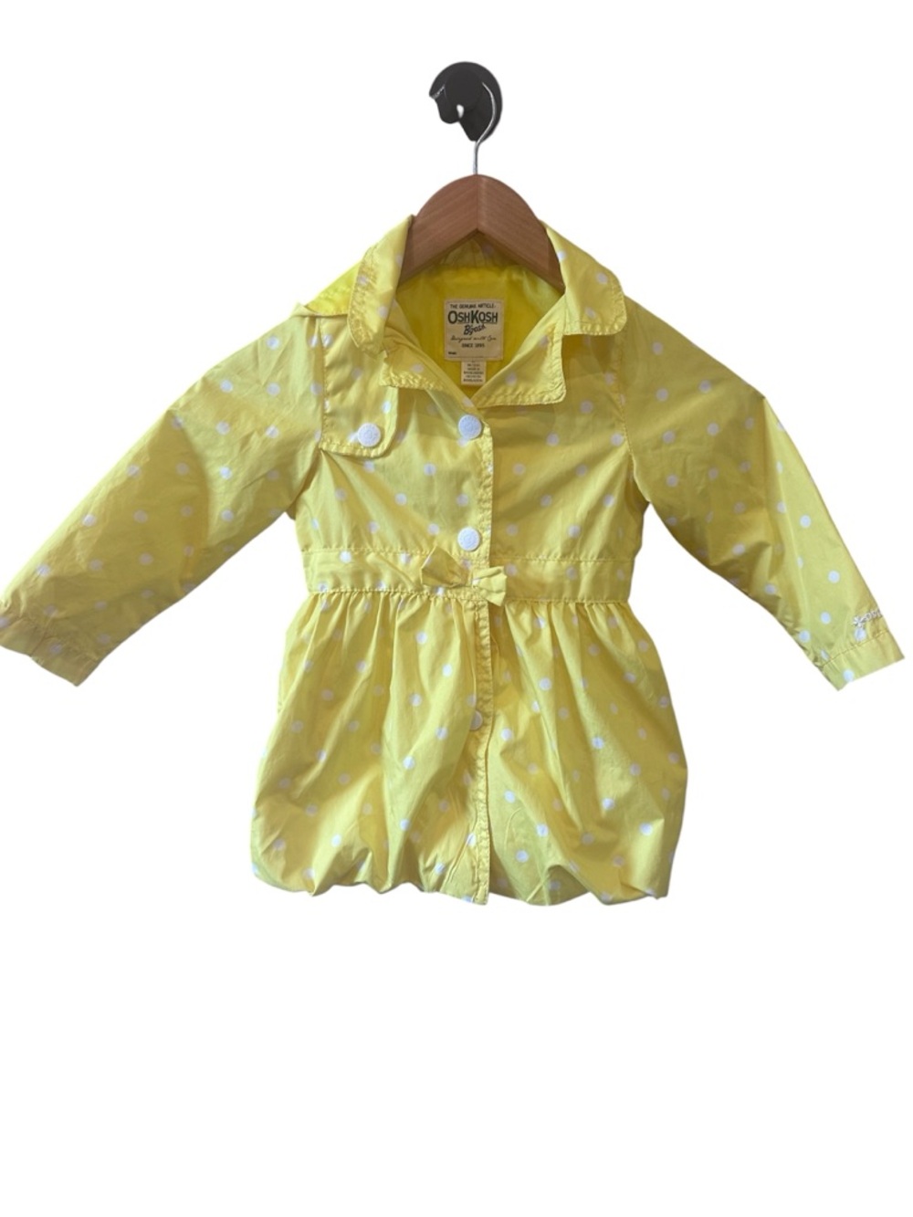 OshKosh B’gosh Girls Yellow Polka Dot Hooded Raincoat Jacket 4T